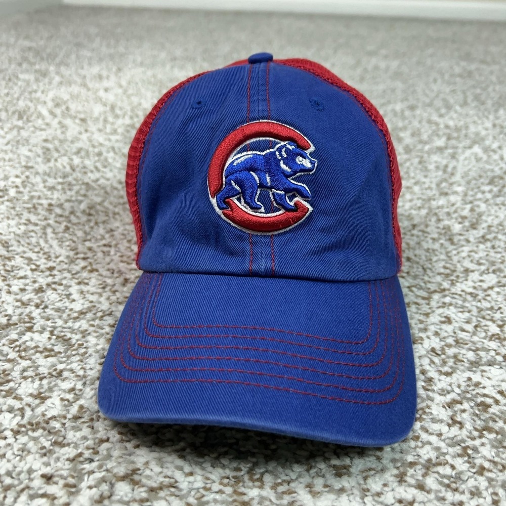 Chicago Cubs Hat Cap Snap Back Mens One Size Blue Red MLB Baseball '47 Trucker